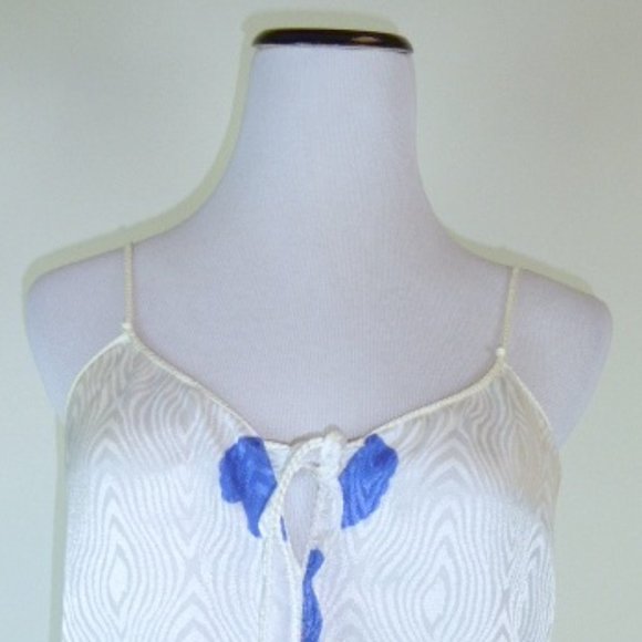 Givenchy NEIMAN MARCUS peignoir robe night gown blue floral slky set S M vintage - Picture 5 of 13